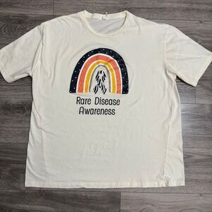 100%  Cotton Rare Disease Awareness Rainbow Zebra Ribbon Tee Cream 3XL‎ Earthy